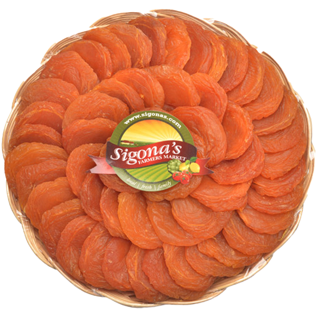 Sigona's Original: Round Tray of Heirloom Blenheim Apricots