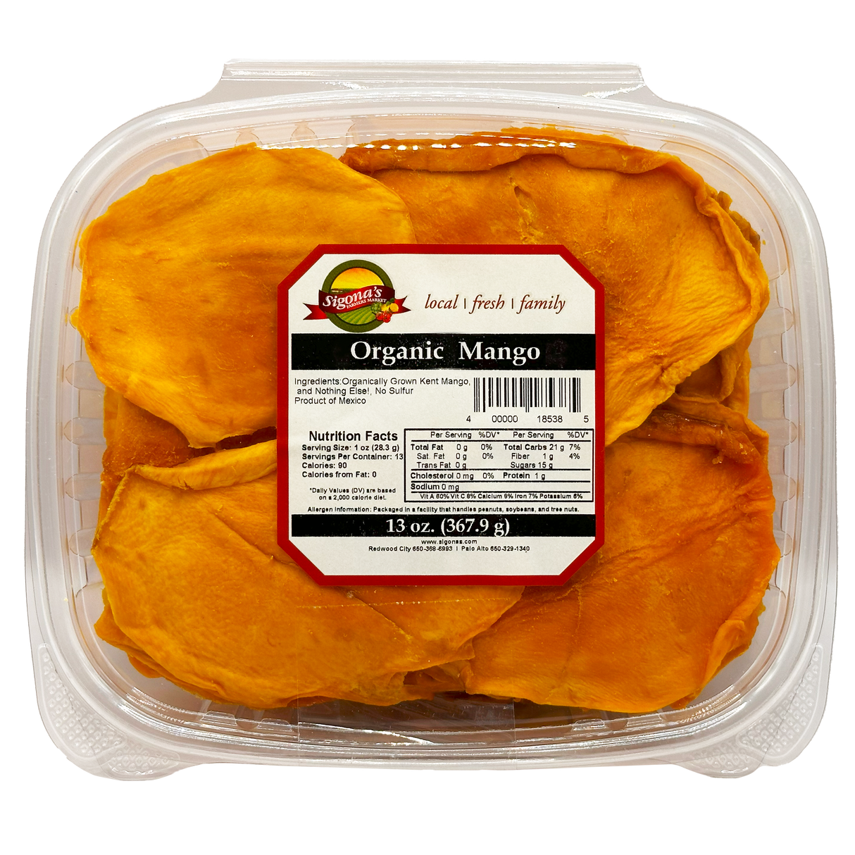 Organic Dried Mango, 13 oz